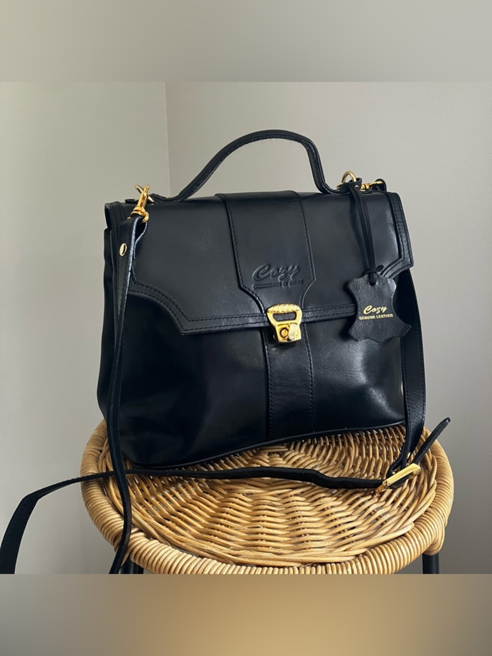 Vintage Leather Top Handle Bag